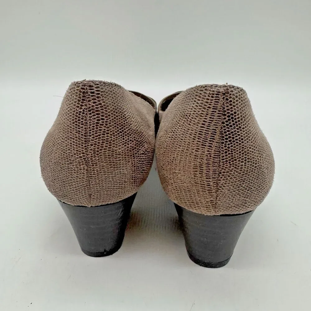 Kim Rogers Olissa Classic Pump Women's 6.5M Brown Faux Reptile Textile Heels